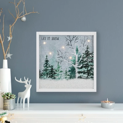 Northlight LED Lighted Let It Snow Winter Forest Christmas Canvas Wall Art 10" X 10" 1 Northlight LED Lighted Let It Snow Winter Forest Christmas Canvas Wall Art 10" X 10"
