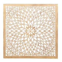 Wood Floral Handmade Intricately Carved Wall Decor With Mandala Design Light Brown - Olivia & May -Safavieh Outlet Store GUEST 9ab2a482 b3e1 4748 8010 088e48fe123e