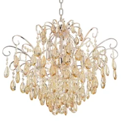 Vienna Full Spectrum Mellie Champagne Gold Chandelier 24" Wide French Crystal 6-Light Fixture For Dining Room House Kitchen Island Entryway Bedroom -Safavieh Outlet Store GUEST 9c60a86b 62f2 4f68 8519 d5f333eddd1d
