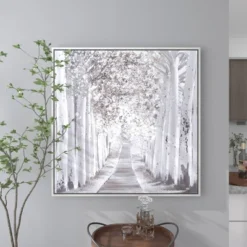 Canvas Landscape Trees Framed Wall Art With Silver Frame White - Olivia & May -Safavieh Outlet Store GUEST 9ccc9bf6 d2a3 444e 87f0 64e8f49a5b7f