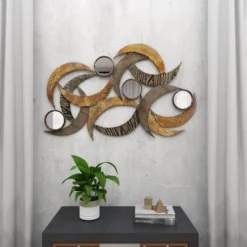 Metal Abstract Wall Decor With Round Mirror Accents Beige - Olivia & May 18 Metal Abstract Wall Decor With Round Mirror Accents Beige - Olivia & May -Safavieh Outlet Store GUEST 9d6d8b78 55ce 441b 9cf3 28e40f61bedf