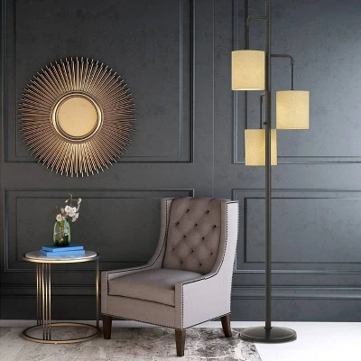 72" Metal Kirkwall Lantern Floor Lamp With 3 Baric Shades - Cal Lighting 1 72" Metal Kirkwall Lantern Floor Lamp With 3 Baric Shades - Cal Lighting