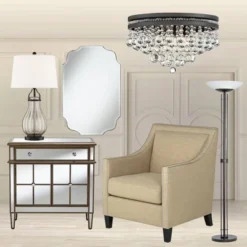 Franklin Iron Works Arian Rustic Farmhouse Table Lamp 27 1/2" Tall Oil Rubbed Bronze Fluted Mercury Glass White Drum Shade For Bedroom Living Room -Safavieh Outlet Store GUEST 9d7e686e 3723 4f7a 9719 134e626a9b89