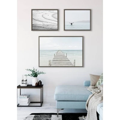 23" X 33" (Set Of 3) Sylvie Ocean Beach Framed Wall Canvas Set Gray - Kate & Laurel All Things Decor 5 23" X 33" (Set Of 3) Sylvie Ocean Beach Framed Wall Canvas Set Gray - Kate & Laurel All Things Decor - Image 5