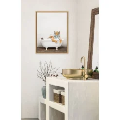 18" X 24" Sylvie Bengal Tiger In Rustic Bath Frame Canvas By Amy Peterson Natural - Kate & Laurel All Things Decor -Safavieh Outlet Store GUEST 9e253b20 26ae 48c6 b941 250a889a1e87