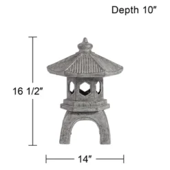 John Timberland Pagoda Statue Sculpture Garden Decor Indoor Outdoor Front Porch Patio Yard Outside Home Balcony Old Faux Stone Finish 16 1/2" Tall -Safavieh Outlet Store GUEST 9ec803a3 e9e6 4196 926f db9f31e660fd