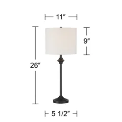 360 Lighting Lynn Modern Buffet Table Lamps 26" Tall Set Of 2 Black Metal White Fabric Drum Shade For Bedroom Living Room Bedside Nightstand Office -Safavieh Outlet Store GUEST a139d4c3 37f4 42ec aacc e59263385bb6