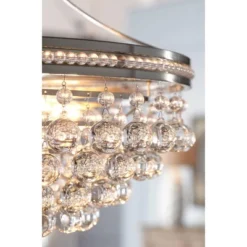 Vienna Full Spectrum Wohlfurst Brushed Nickel Pendant Chandelier 20 1/4" Wide Clear Crystal 5-Light Fixture For Dining Room House Foyer Kitchen Island -Safavieh Outlet Store GUEST a1dd62e4 c702 4237 9968 8d38cc77eb51