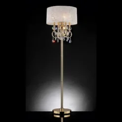 63" Antique Crystal Floor Lamp With Crystals (Includes CFL Light Bulb) Gold - Ore International