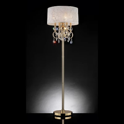 63" Antique Crystal Floor Lamp With Crystals (Includes CFL Light Bulb) Gold - Ore International 1 63" Antique Crystal Floor Lamp With Crystals (Includes CFL Light Bulb) Gold - Ore International