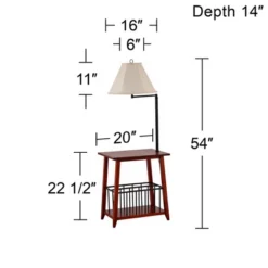 Regency Hill Mission Floor Lamp End Table Swing Arm 54" Tall Oak Wood Bronze Off White Linen Shade For Living Room Reading Bedroom Office -Safavieh Outlet Store GUEST a2579481 bdfa 49d5 9b6e 437e413a8cf4