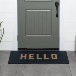 1'7.5"x3'11" 'Hello' Doormat Black/Tan - Threshold™ -Safavieh Outlet Store GUEST a27f9ca5 14a7 4fc2 8728 28e6d1b52f17