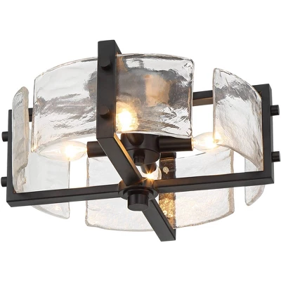 Possini Euro Design Adri Modern Ceiling Light Flush Mount Fixture Black 16 1/2" Wide Black 4-Light Textured Glass For Bedroom Kitchen Living Room Home 4 Possini Euro Design Adri Modern Ceiling Light Flush Mount Fixture Black 16 1/2" Wide Black 4-Light Textured Glass For Bedroom Kitchen Living Room Home - Image 4