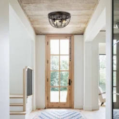 15.75" 3-Light Lyla Rustic Farmhouse Iron LED Flush Mount Wood Finished/Oil Rubbed Bronze - JONATHAN Y -Safavieh Outlet Store GUEST a4ad1158 87c6 47c1 b1b1 28b1ff01b560