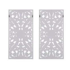 (Set Of 2) 15.5" X 31.5" Botanical Wood Carved Wall Panel White
