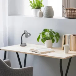 14.25" Traditional Fundamental Metal Desk Task Lamp And Bowl Shaped Shade With Flexi Gooseneck Gray - Creekwood Home -Safavieh Outlet Store GUEST a778f7b5 9b7e 4579 80fb 82cd13ffb2d4