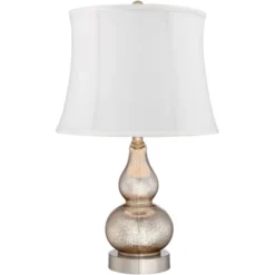 360 Lighting Castine Modern Accent Table Lamps 22" High Set Of 2 Mercury Glass With USB Charging Port White Softback Shade For Living Room House Desk -Safavieh Outlet Store GUEST a8e1571d 043c 43eb 8c16 38cfd9b05494