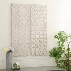 Set Of 2 Wooden Geometric Intricately Carved Wall Decors White - Olivia & May -Safavieh Outlet Store GUEST aaaac6aa 3bcc 4248 a5b6 1951a2d85707