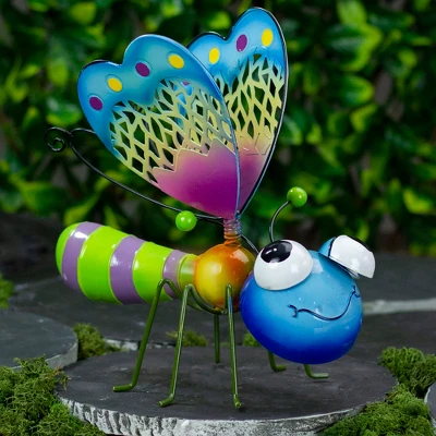 Napco 10" Large Muliti-Color Metal Smiling Butterfly Outdoor Garden Figurine 1 Napco 10" Large Muliti-Color Metal Smiling Butterfly Outdoor Garden Figurine