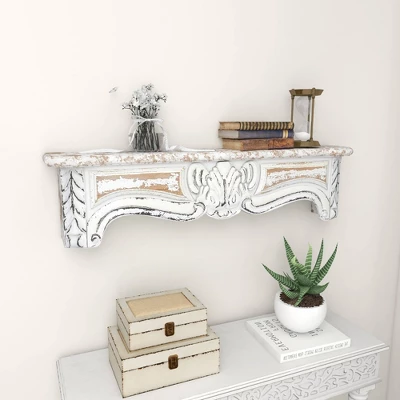 36" X 9" Farmhouse Fir Wood Wall Shelf - Olivia & May 9 36" X 9" Farmhouse Fir Wood Wall Shelf - Olivia & May - Image 9
