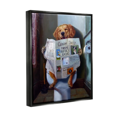 Stupell Industries Dog Reading The Newspaper On Toilet Funny Painting 2 Stupell Industries Dog Reading The Newspaper On Toilet Funny Painting - Image 2
