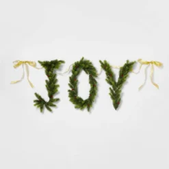 6' Pre-Lit Battery Operated Mixed Greenery 'Joy' Garland With Gold Ribbon - Wondershop™ -Safavieh Outlet Store GUEST ae7a8073 1f16 4983 9adf b5f4ddbd6974
