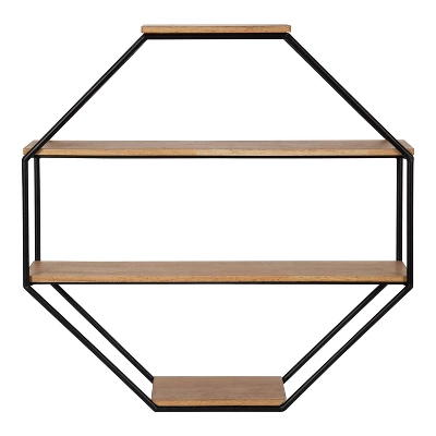 Lintz Octagon Floating Wall Shelves - Kate & Laurel All Things Decor 1 Lintz Octagon Floating Wall Shelves - Kate & Laurel All Things Decor