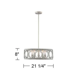 Franklin Iron Works Salima Brushed Nickel Gray Pendant Chandelier 21 1/4" Wide Farmhouse Rustic LED 5-Light Fixture For Dining Room Kitchen Island -Safavieh Outlet Store GUEST b096375e fadd 4075 b4af 76c329272c4a