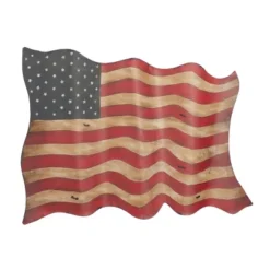Metal American Flag Indoor Outdoor Wall Decor Red - Olivia & May
