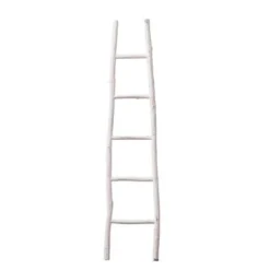 16.5"x70" Decorative Painted Wood Ladder White - Storied Home