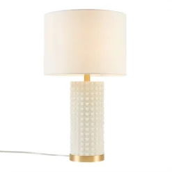 Grace Ivy Textured Dot Table Lamp (Includes LED Light Bulb) White/Gold - Ink+Ivy -Safavieh Outlet Store GUEST b2c06466 dce7 4ff5 85da 035c374a36c2