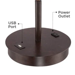 360 Lighting Modern Accent Table Lamp With USB And AC Power Outlet 23 1/2" High Bronze Fabric Drum Shade For Bedroom Living Room House Desk Bedside -Safavieh Outlet Store GUEST b3e9411d 4c23 4f75 96f4 cac9058e6543