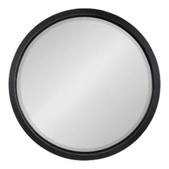 24" X 24" Hogan Round Framed Decorative Wall Mirror Black - Kate & Laurel All Things Decor