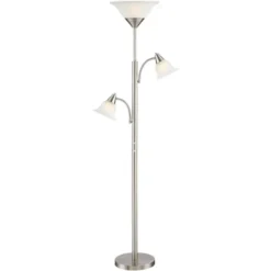 360 Lighting Jordan Modern Torchiere Floor Lamp With Side Lights 71 1/2" Tall Brushed Nickel Alabaster Glass Shade For Living Room Reading Bedroom -Safavieh Outlet Store GUEST b5b43b80 fd91 400f ac23 47424eb75b00