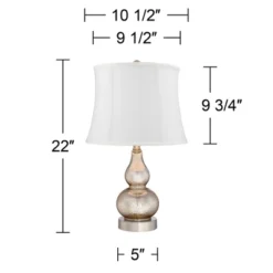 360 Lighting Castine Modern Accent Table Lamps 22" High Set Of 2 Mercury Glass With USB Charging Port White Softback Shade For Living Room House Desk -Safavieh Outlet Store GUEST b5cc2e60 6fde 422f 9691 95200e8d8949