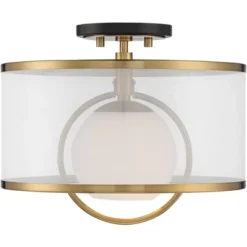 Possini Euro Design Carlyn Modern Art Deco Ceiling Light Semi Flush Mount Fixture 14" Wide Warm Brass Black Orb Organza Drum Shade For Bedroom Kitchen 9 Possini Euro Design Carlyn Modern Art Deco Ceiling Light Semi Flush Mount Fixture 14" Wide Warm Brass Black Orb Organza Drum Shade For Bedroom Kitchen -Safavieh Outlet Store GUEST b636f543 cf37 4ef9 b484 5f095e27f3ef