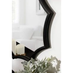 24" X 23" Lalina Scalloped Round Framed Accent Mirror Black - Kate & Laurel All Things Decor -Safavieh Outlet Store GUEST b731aefd 1890 439c 8848 a2bc3528e2cb