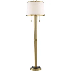 Possini Euro Design Palisade Modern Floor Lamp 64" Tall Satin Brass Metal Trimmed Fabric Tapered Drum Shade For Living Room Bedroom Office House Home -Safavieh Outlet Store GUEST b7875c97 4595 491e 8777 09fa9f6866b1