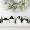 10pc Battery Operated Decorative Ceramic Village Kit White/Black With Green Trees - Wondershop™