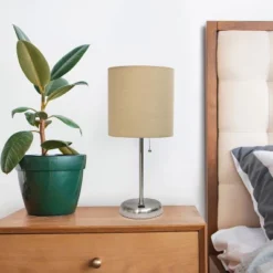 19.5" Bedside USB Port Feature Metal Table Desk Lamp Brushed Steel With Tan Fabric Shade - Creekwood Home -Safavieh Outlet Store GUEST bace0f9f 9611 40a8 9734 37eed34ffb34