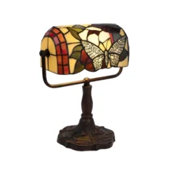Tiffany Style Bankers Lamp With Butterfly Design (Includes LED Light Bulb) - Trademark Global -Safavieh Outlet Store GUEST bc470588 9771 456a 9a17 3bea439a655c