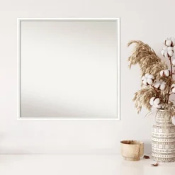 27" X 27" Non-Beveled Lucie White Wood Wall Mirror - Amanti Art -Safavieh Outlet Store GUEST be8d0b59 6c1b 46a6 b375 6bf40b3e6d41