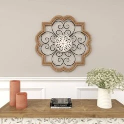 Wood Scroll Carved Beading Wall Decor With Metal Accents Brown - Olivia & May 27 Wood Scroll Carved Beading Wall Decor With Metal Accents Brown - Olivia & May -Safavieh Outlet Store GUEST bf0e62f3 1e74 4be3 89a7 1287ddb75445