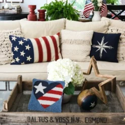 C&F Home 8" X 8" Patriotic American Flag July 4th Hooked Petite Throw Pillow Red White And Blue -Safavieh Outlet Store GUEST bfde8802 beab 4ebd 9afa 1d86eeeb4fbb