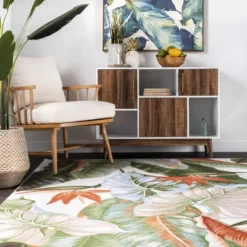 NuLOOM Nevaya Machine Washable Floral Leaves Area Rug -Safavieh Outlet Store GUEST c0223ab9 fe97 48ce a4af e11adeeef89c