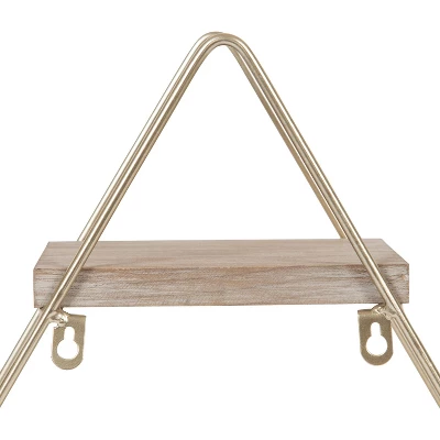 20.8" X 24.2" Tilde Three-Tier Triangle Wood And Metal Wall Shelf Natural/Gold - Kate & Laurel All Things Decor 3 20.8" X 24.2" Tilde Three-Tier Triangle Wood And Metal Wall Shelf Natural/Gold - Kate & Laurel All Things Decor - Image 3