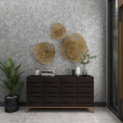 Metal Floral Wall Decor Set Of 3 Gold - Olivia & May -Safavieh Outlet Store GUEST c19b41ec b469 48f5 adff 51d6a59f1992