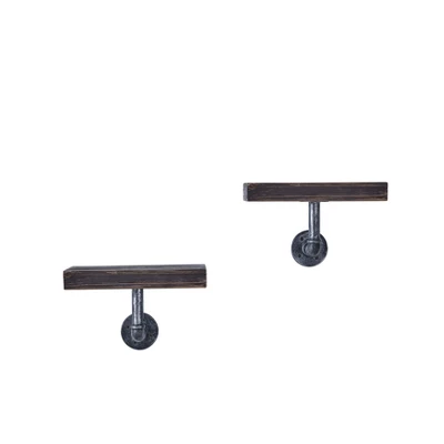 11.7" X 7.6" 2pc Industrial Pipe Wall Shelf Set - Danya B. 5 11.7" X 7.6" 2pc Industrial Pipe Wall Shelf Set - Danya B. - Image 5