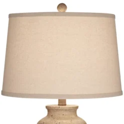 Regency Hill Rustic Farmhouse Table Lamps 25 1/2" High Set Of 2 Beige Oatmeal Fabric Drum Shades For Living Room Bedroom House -Safavieh Outlet Store GUEST c2e08145 a0ef 42b9 9acf a76ea55ac878