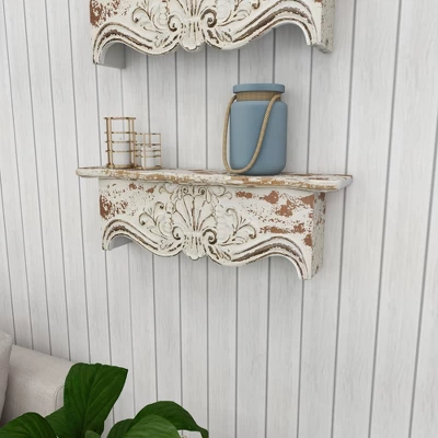 28" X 9" Rustic Fir Wood Wall Shelf - Olivia & May 13 28" X 9" Rustic Fir Wood Wall Shelf - Olivia & May - Image 13